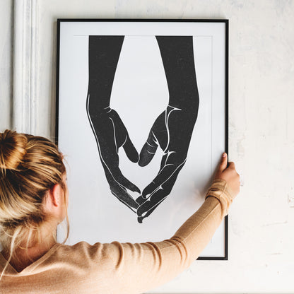 Love Couple Hands - Digital Illustration | Ready to Print Wall Art