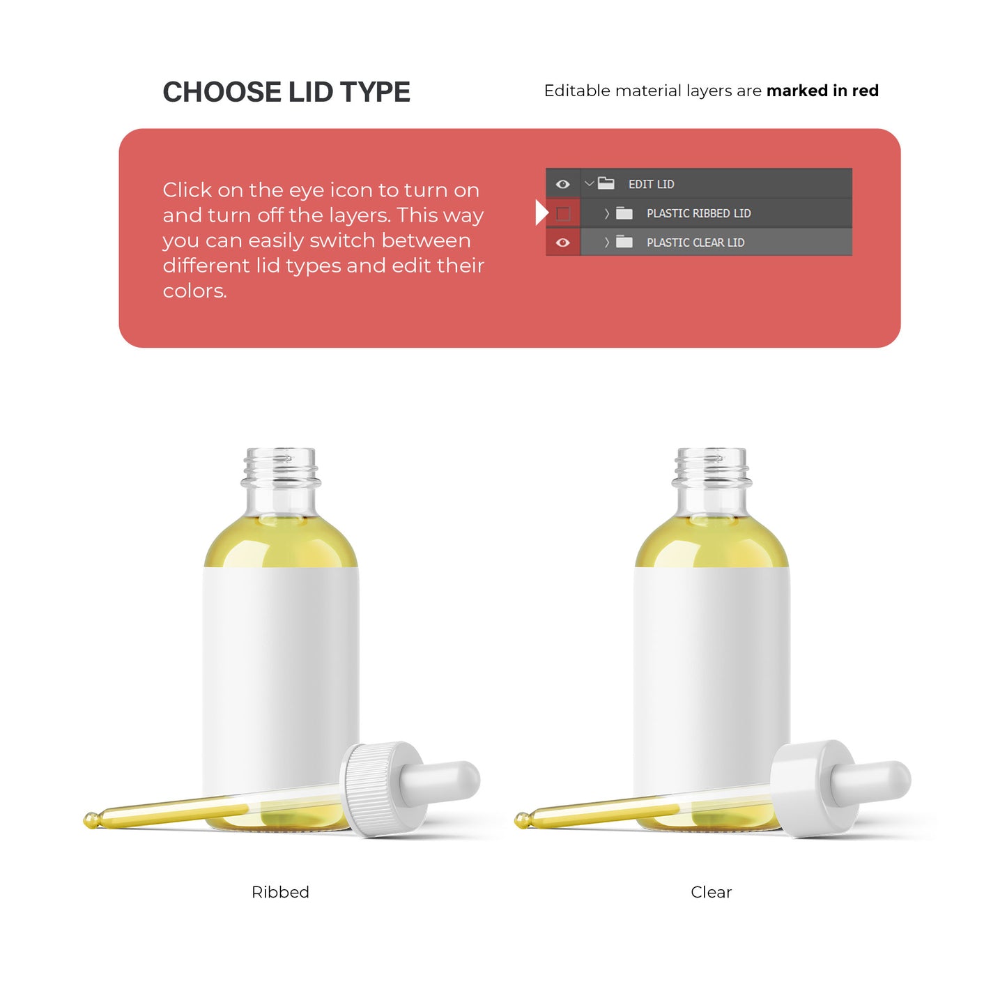 Clear Dropper Bottle - Editable Lid&Oil Color