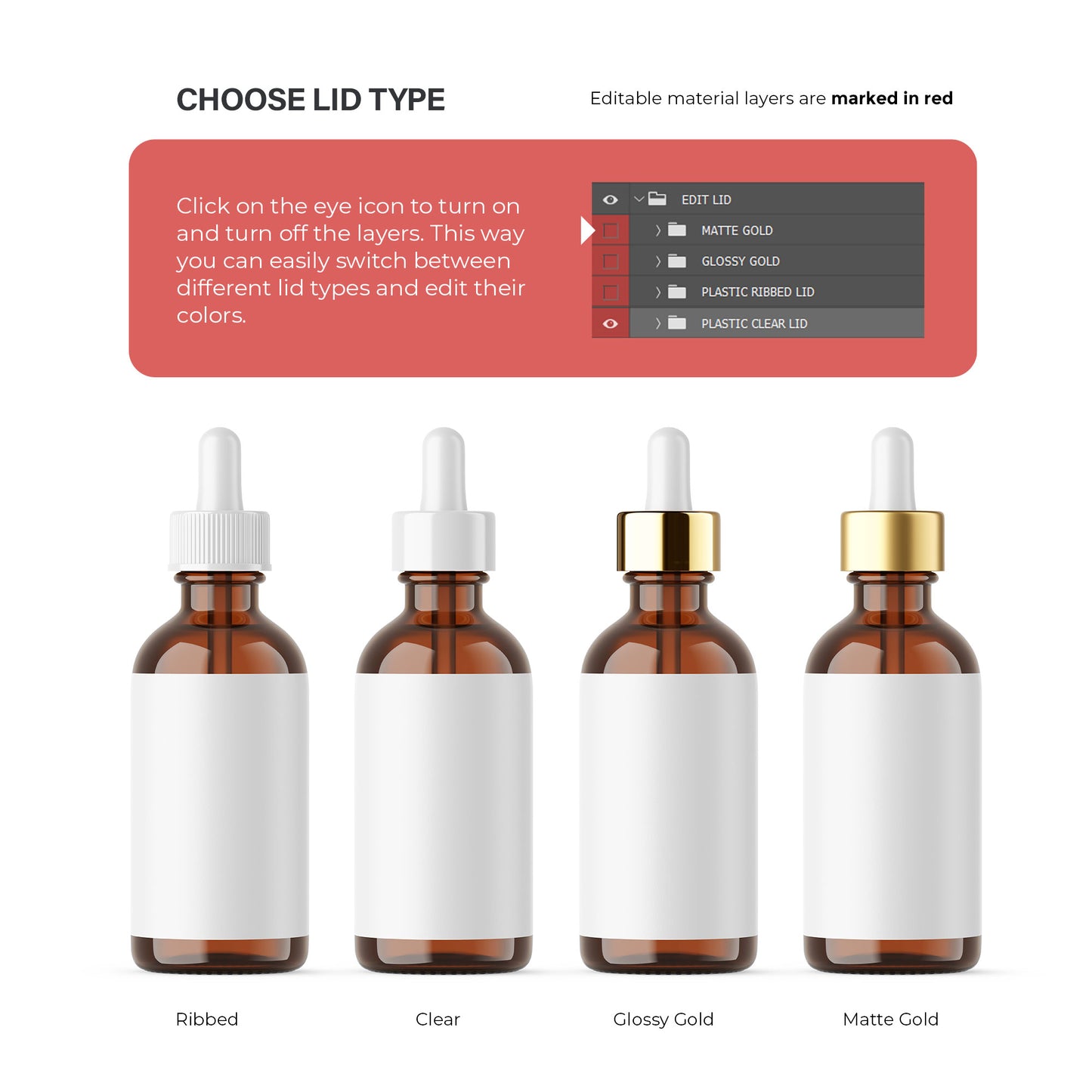 Amber Dropper Bottle & Box - Editable Lid