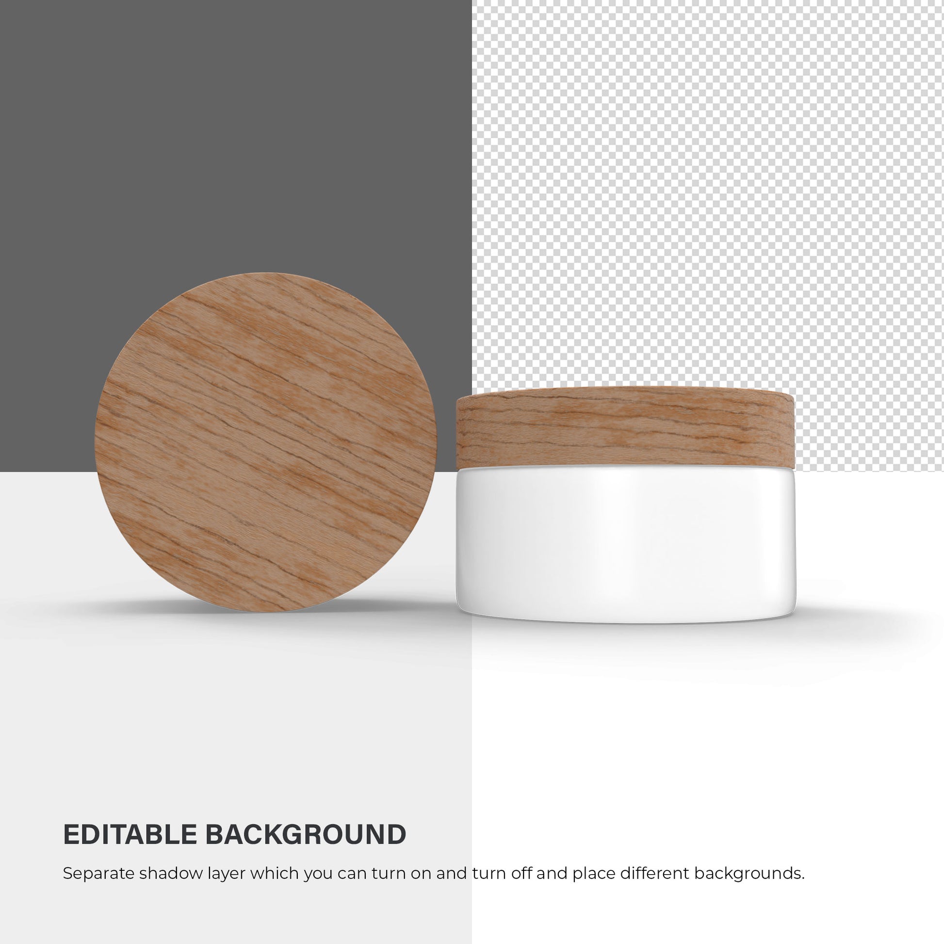 Plastic Cream Jar - Wooden Lids - Cosmetic Mockup