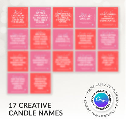 Printable Candle Labels - Valentine's Day-vol.1 - Editable Canva Templates