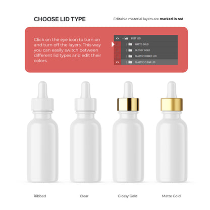 Glossy Dropper Bottle - Editable Lid