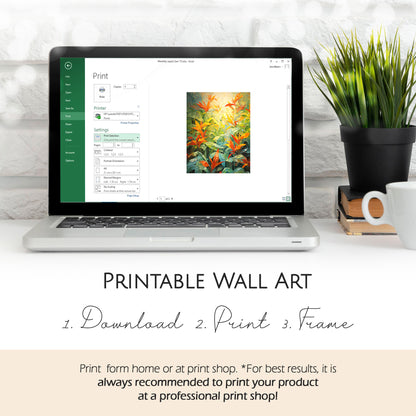 Jungle Flowers - Impressionism Collection - Digital Oil Painting | Printable Wall Art