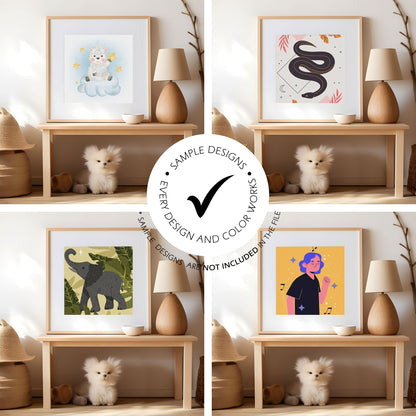 Nursery Picture Frame Mockup - Square Frame Size - Boho Edition