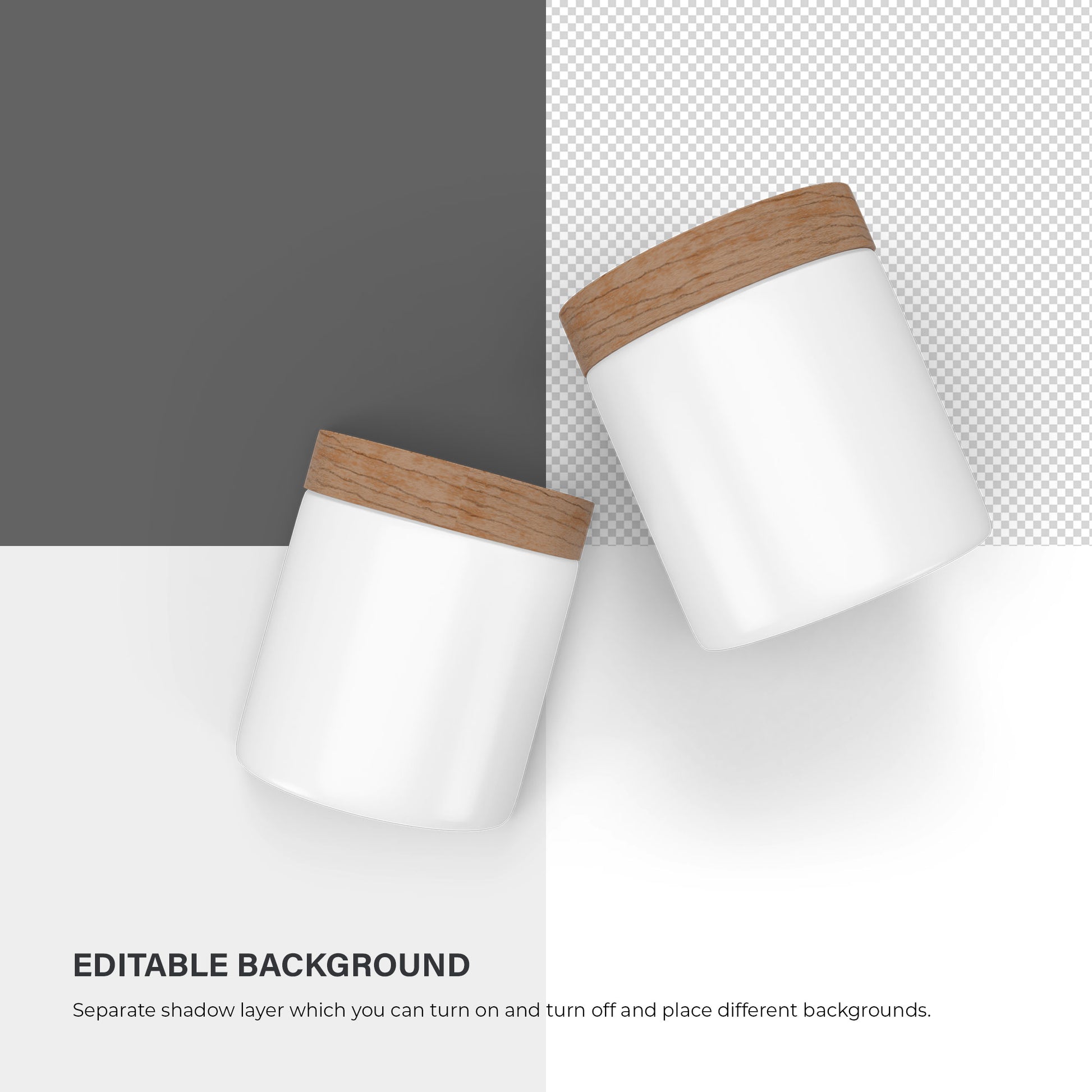 Plastic Cream Jar - Wooden Lids - Cosmetic Mockup