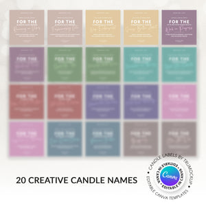 Printable Candle Labels - Funny Candle Names - vol.2 - Editable Canva Templates