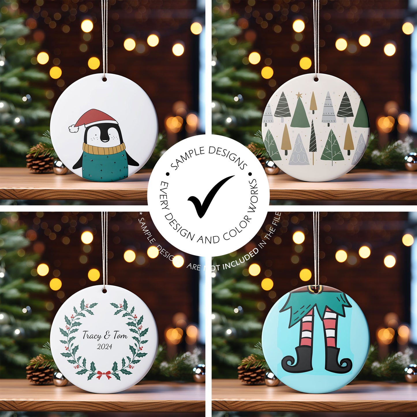 Digital Ceramic Christmas Ornament Mockup