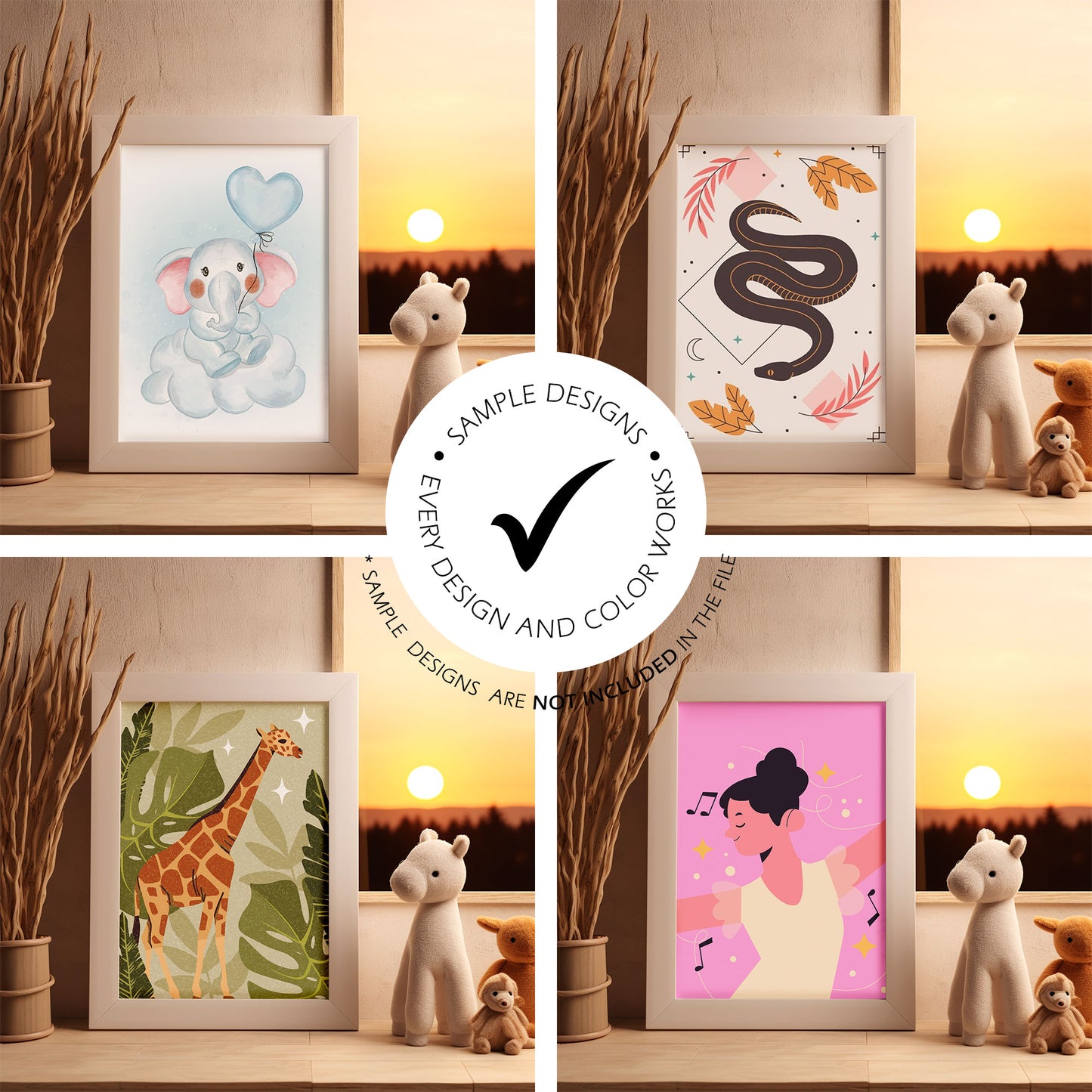 Nursery Picture Frame Mockup - ISO Frame Size - Boho Edition