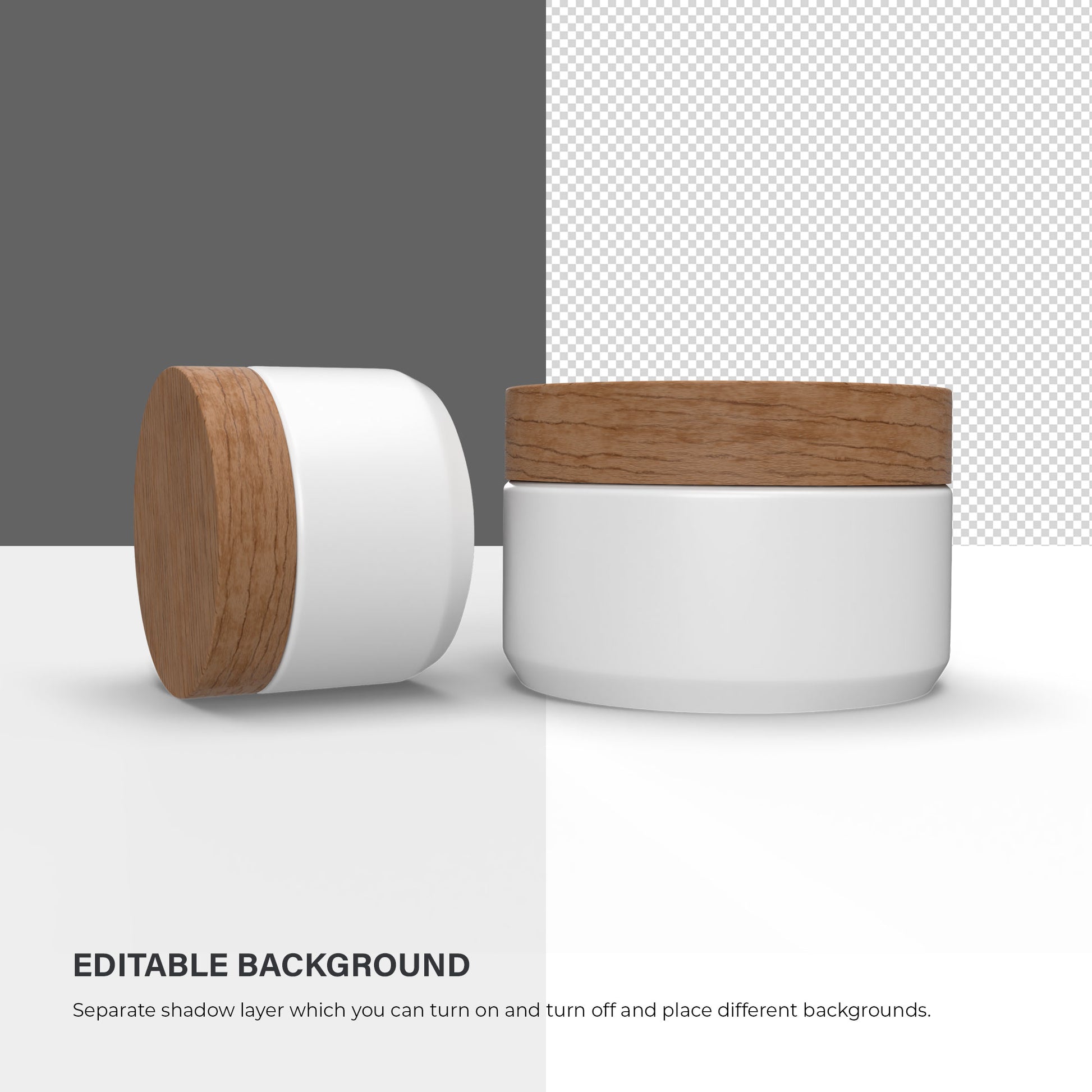 Cosmetic Plastic Jars With Wooden Lids - 6 Mockups Bundle