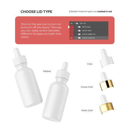 Glossy Dropper Bottle - Editable Lid