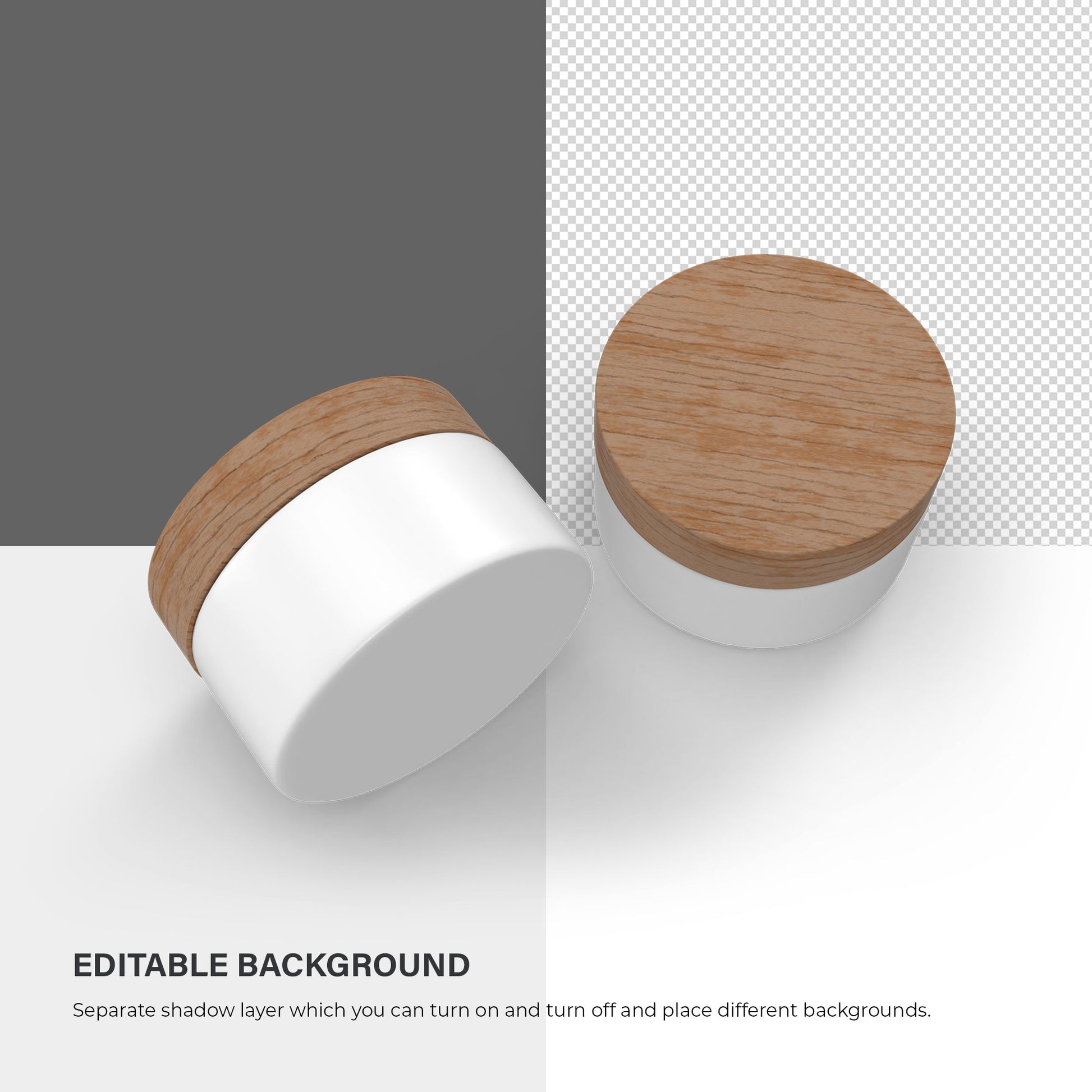 Plastic Cream Jar - Wooden Lids - Cosmetic Mockup