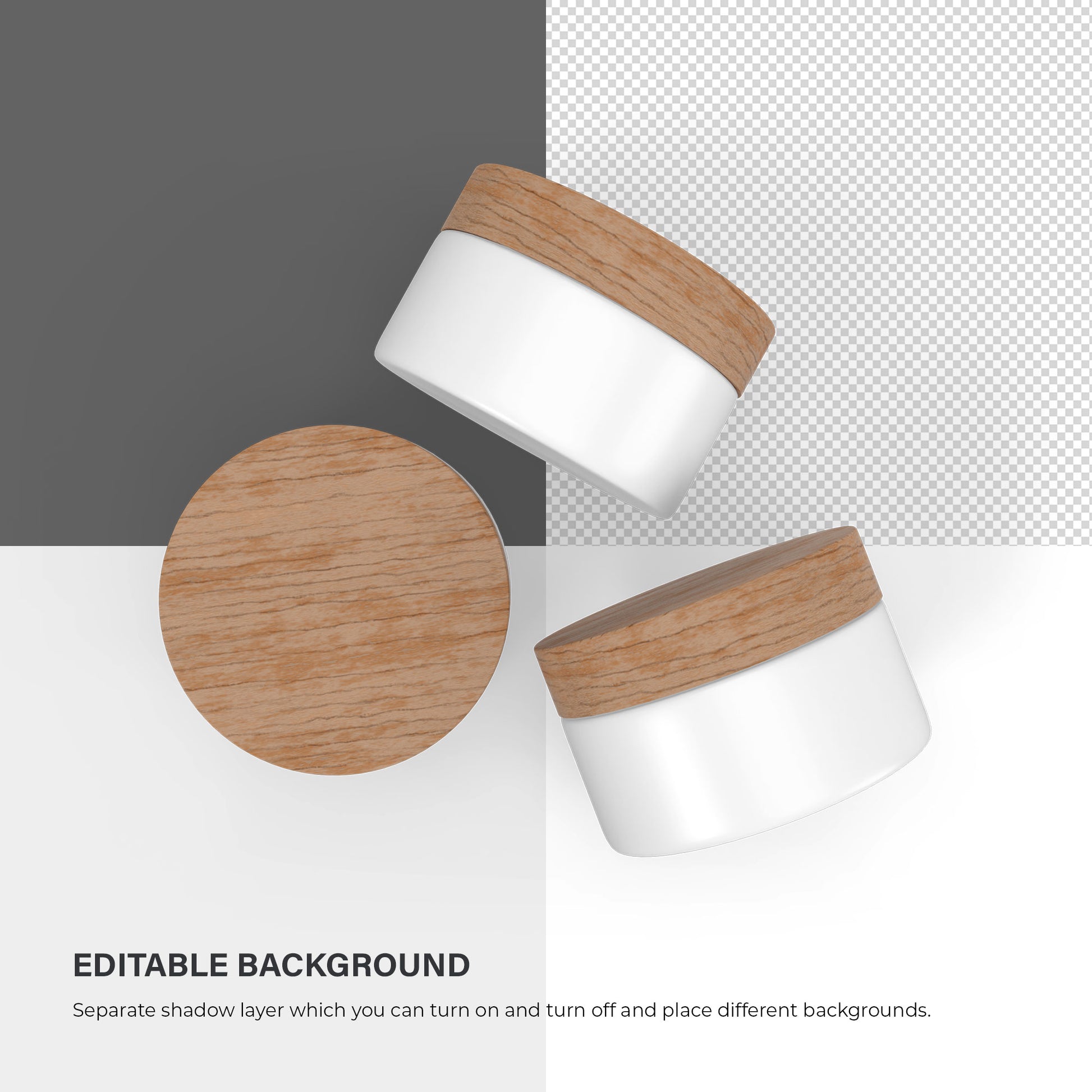 Plastic Cream Jar - Wooden Lids - Cosmetic Mockup