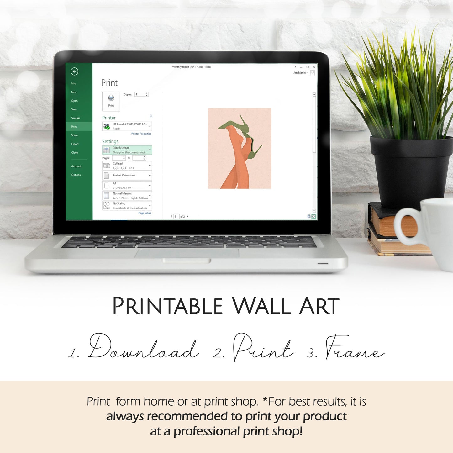 Woman Legs With Green High Heels - Digital Illustration | Ready to Print Wall Art