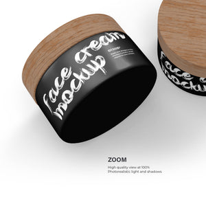 Plastic Cream Jar - Wooden Lids - Cosmetic Mockup