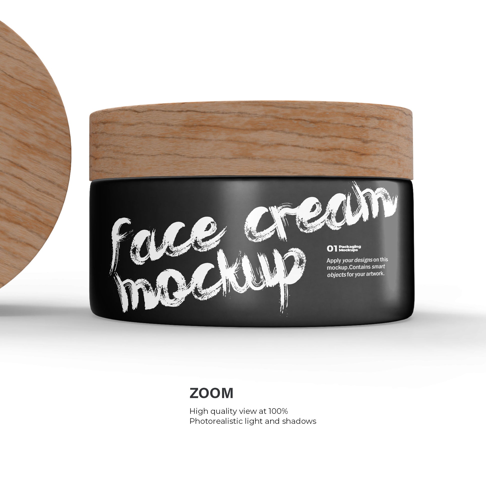 Plastic Cream Jar - Wooden Lids - Cosmetic Mockup