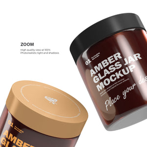 Amber Cosmetic Jars - 3 Mockups Bundle