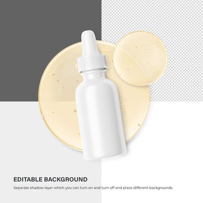 Glossy Dropper Bottle With Serum Bubbles