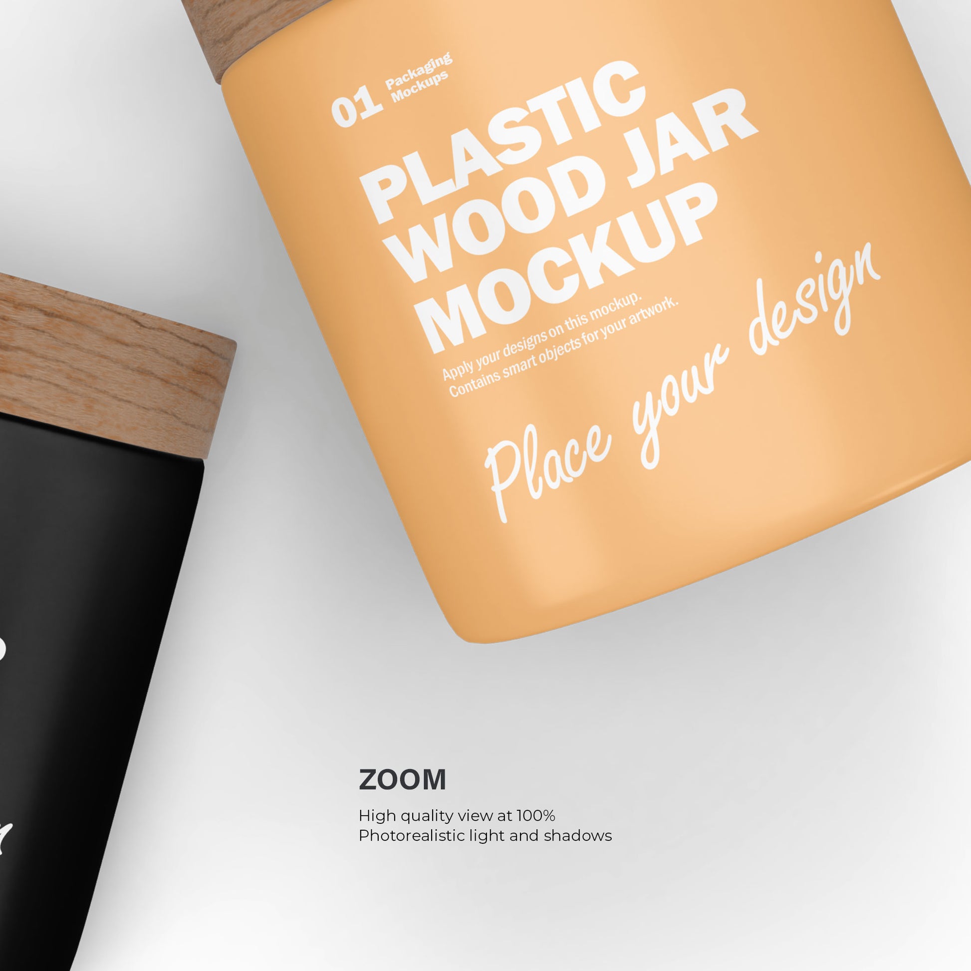 Plastic Cream Jar - Wooden Lids - Cosmetic Mockup