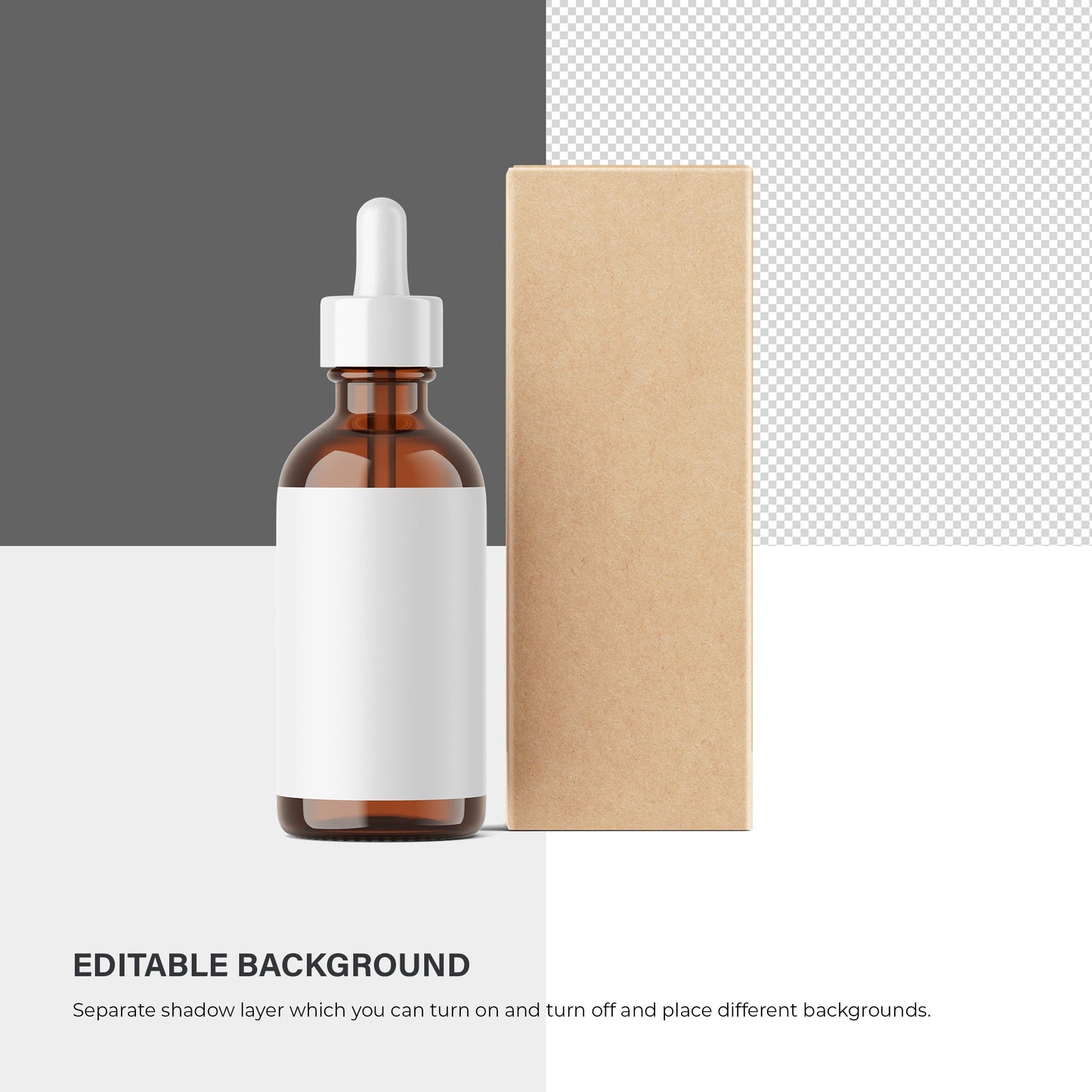 Amber Dropper Bottle & Cardboard Box - Editable Lid