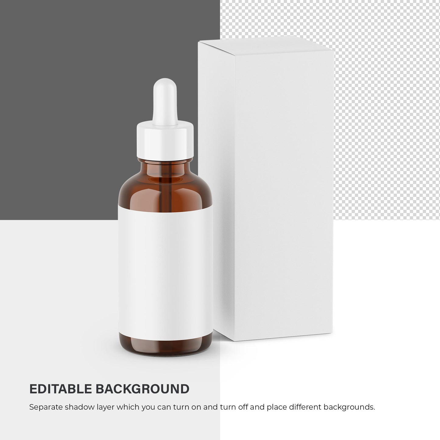 Amber Dropper Bottle & Box - Editable Lid