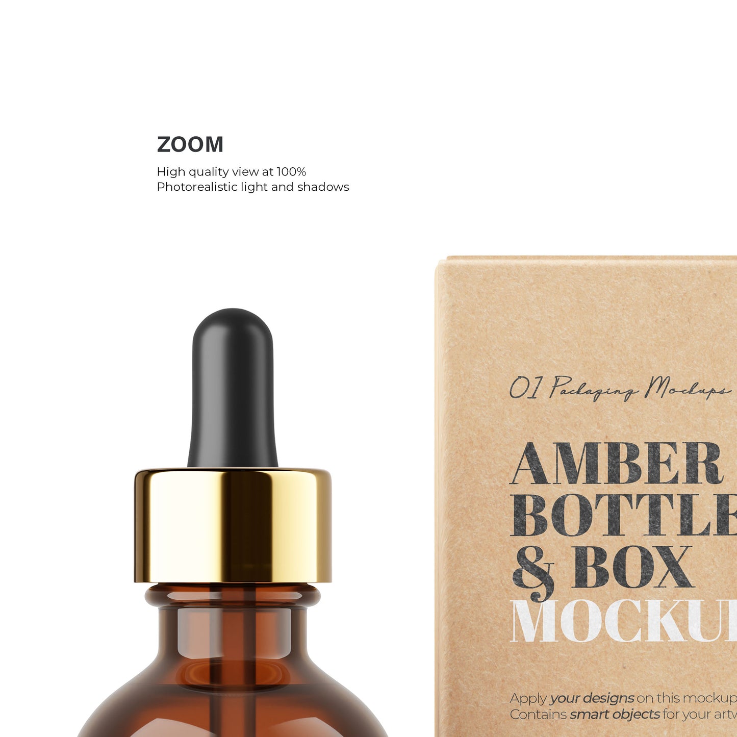 Amber Dropper Bottle & Cardboard Box - Editable Lid