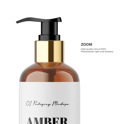 Amber Pump Bottle - Editable Lid