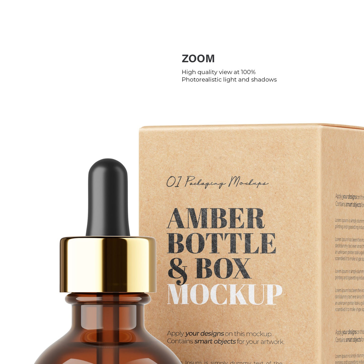 Amber Dropper Bottle & Cardboard Box - Editable Lid