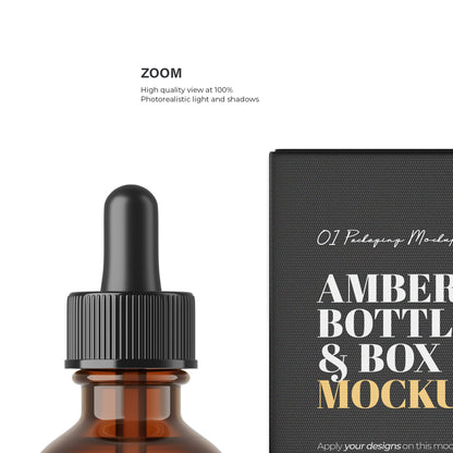 Amber Dropper Bottle & Box - Editable Lid