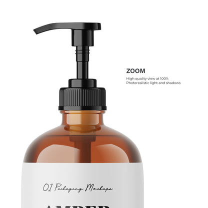 Amber Pump Bottle - Soap Bottle