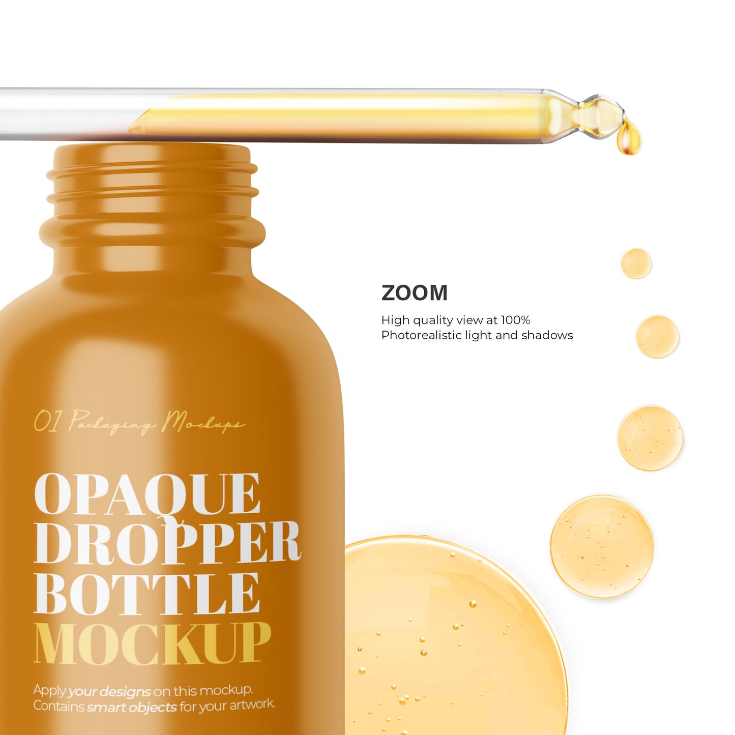 Glossy Dropper Bottle With Serum Bubbles