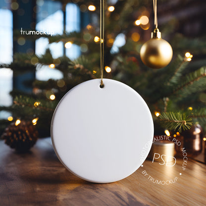 Digital Ceramic Christmas Ornament Mockup