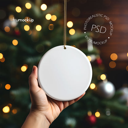 Digital Ceramic Christmas Ornament Mockup