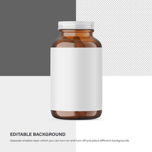 Digital Amber Glass Pills Bottle - Medical Mockup - PSD / PNG / JPG