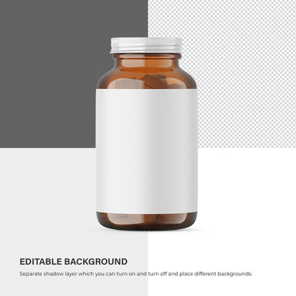 Digital Amber Glass Pills Bottle - Medical Mockup - PSD / PNG / JPG