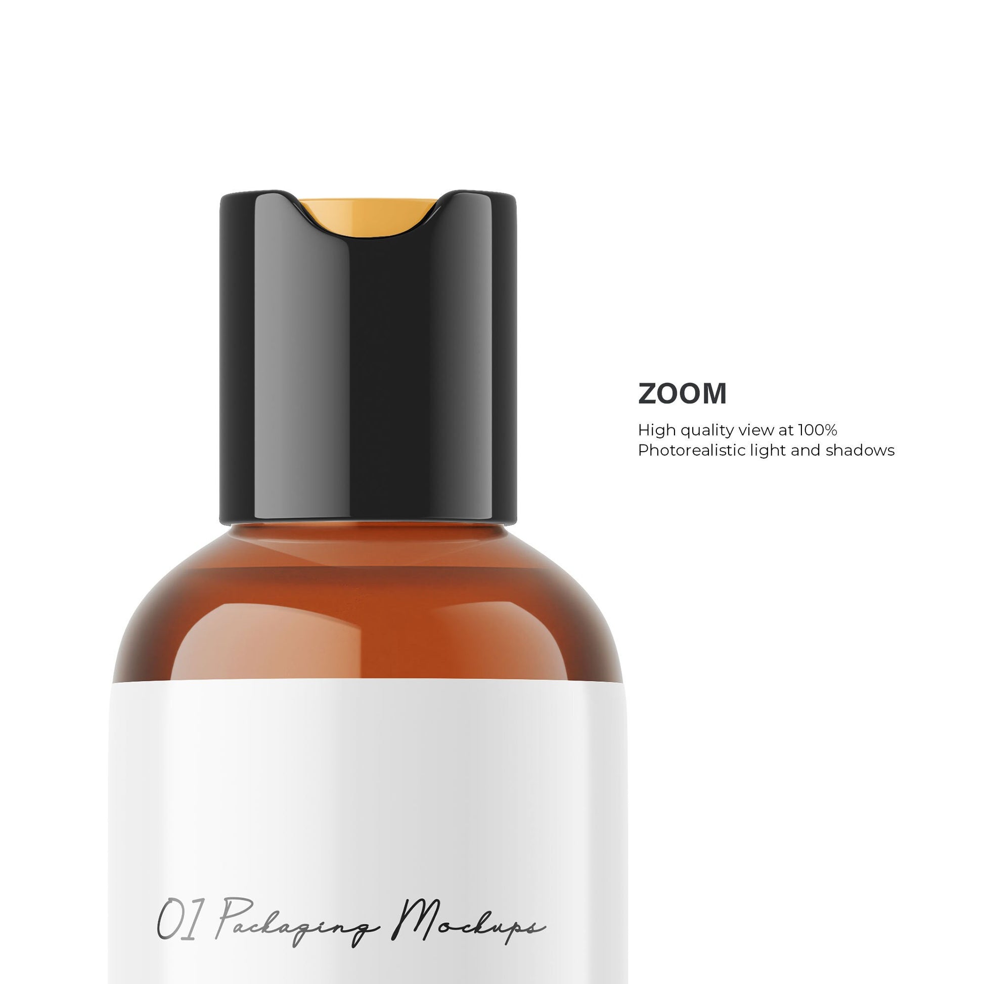 Digital Amber Disc/Press Top Bottle With Editable Lid - Cosmetic Mockup - PSD / PNG / JPG