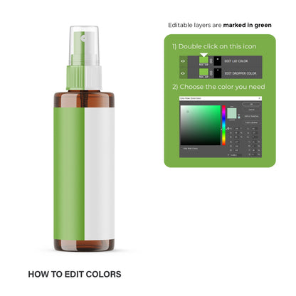 Digital Amber Spray Bottle - Cosmetic Mockup - PSD / PNG / JPG