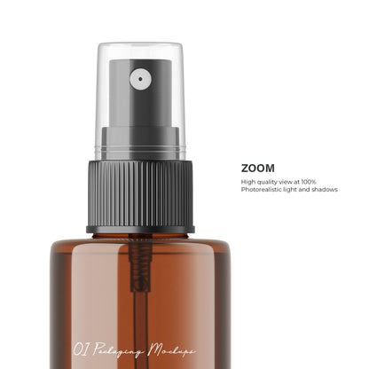 Digital Amber Spray Bottle - Cosmetic Mockup - PSD / PNG / JPG