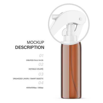 Digital Amber Trigger Spray Bottle - Cosmetic Mockup - PSD / PNG / JPG