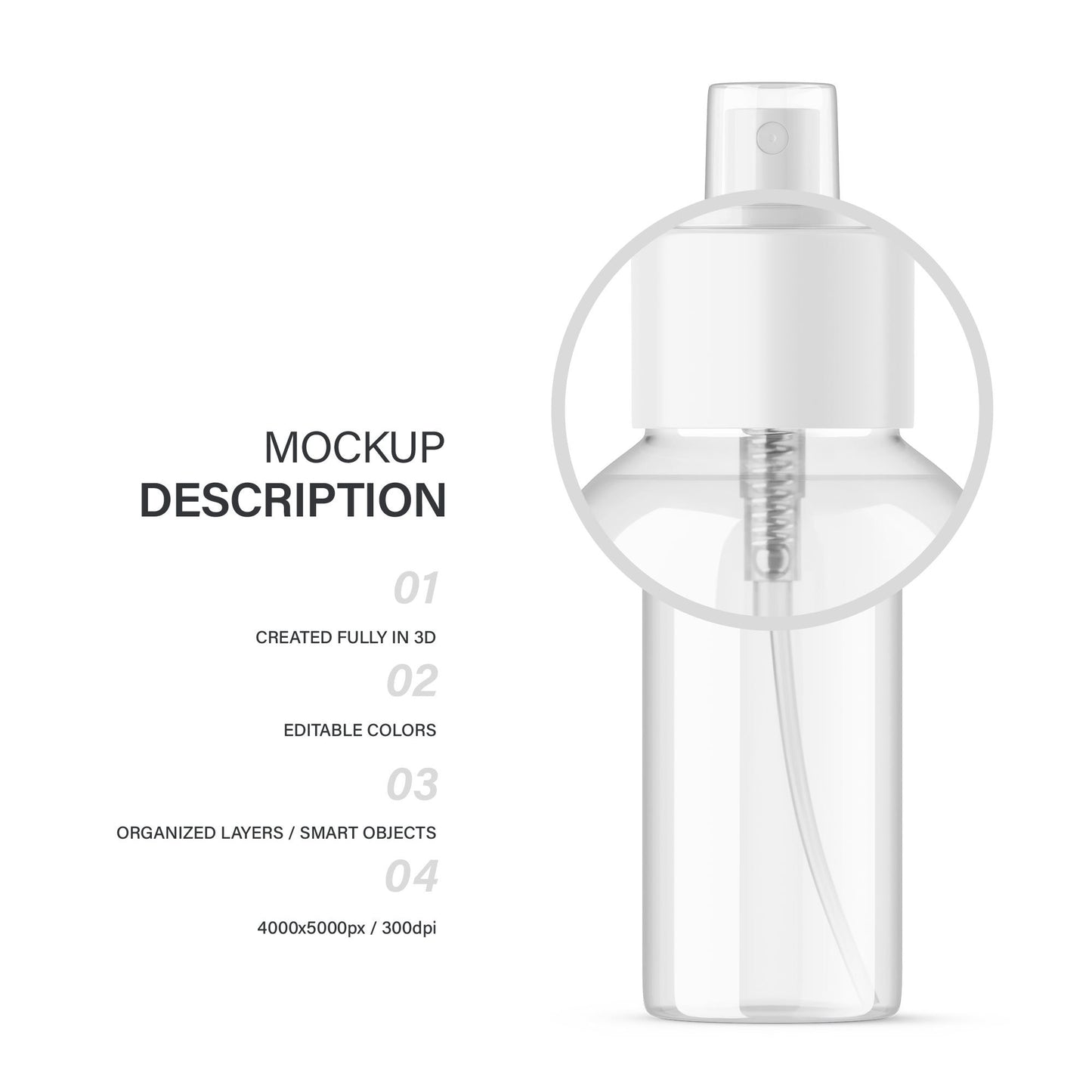 Digital Clear Spray Bottle - Cosmetic Mockup - PSD / PNG / JPG