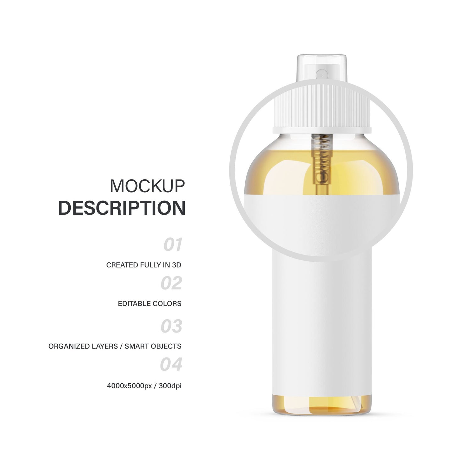 Digital Glass Spray Bottle With Oil - Cosmetic Mockup - PSD / PNG / JPG