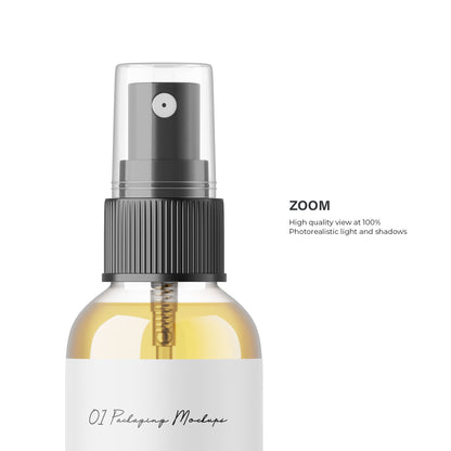 Digital Glass Spray Bottle With Oil - Cosmetic Mockup - PSD / PNG / JPG