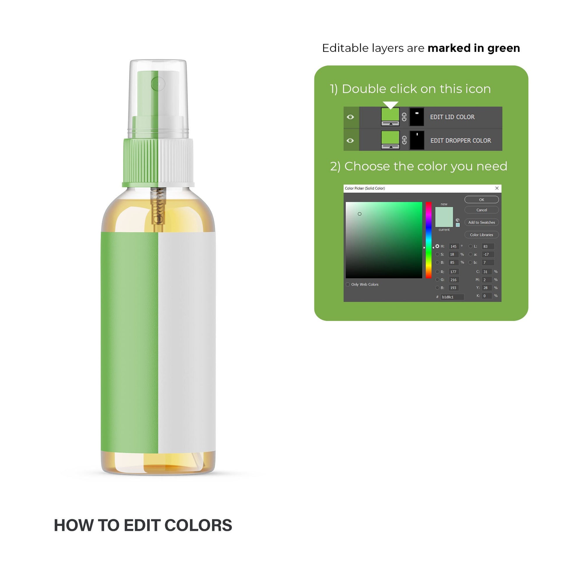 Digital Glass Spray Bottle With Oil - Cosmetic Mockup - PSD / PNG / JPG