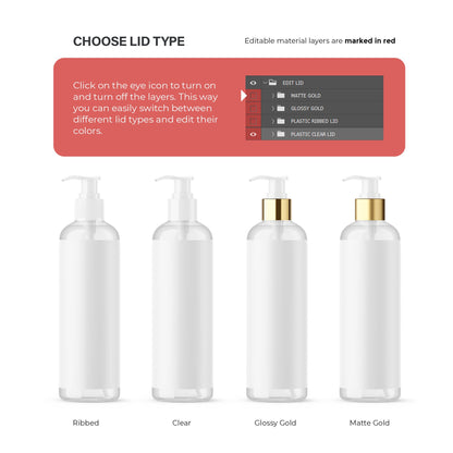 Digital Clear Pump Bottle - Cosmetic Mockup - PSD / PNG / JPG