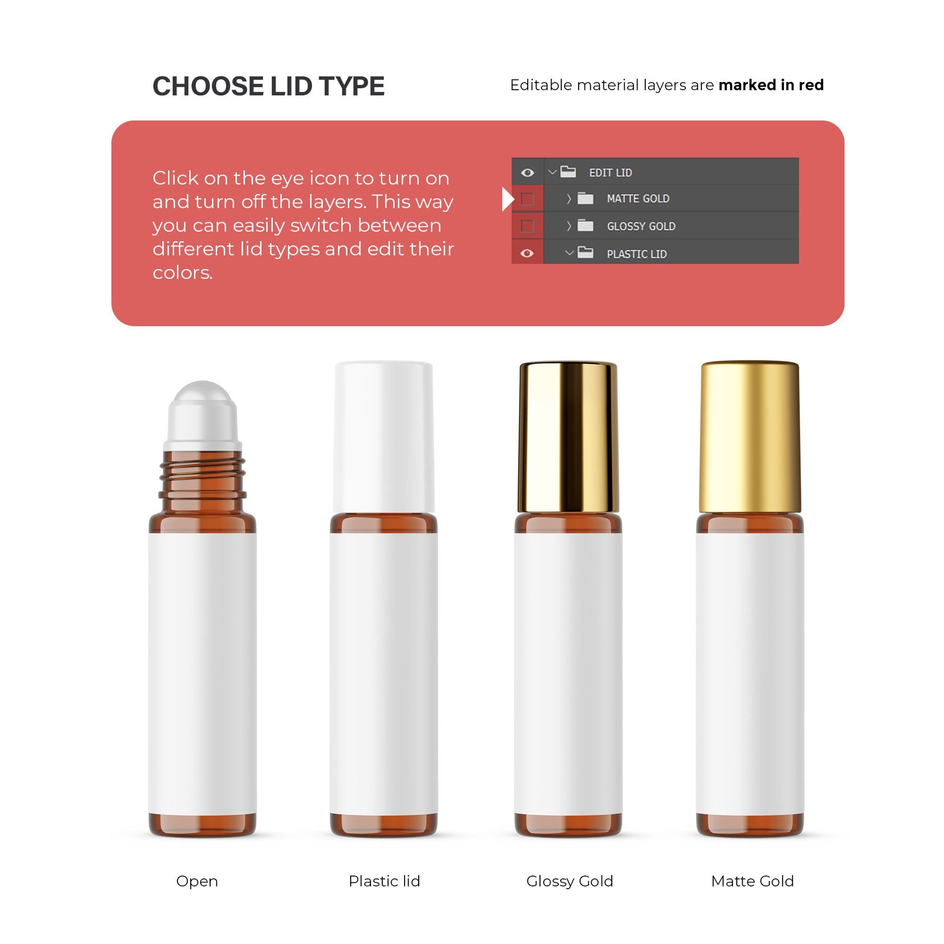 Amber Roller Bottle - Editable Lid