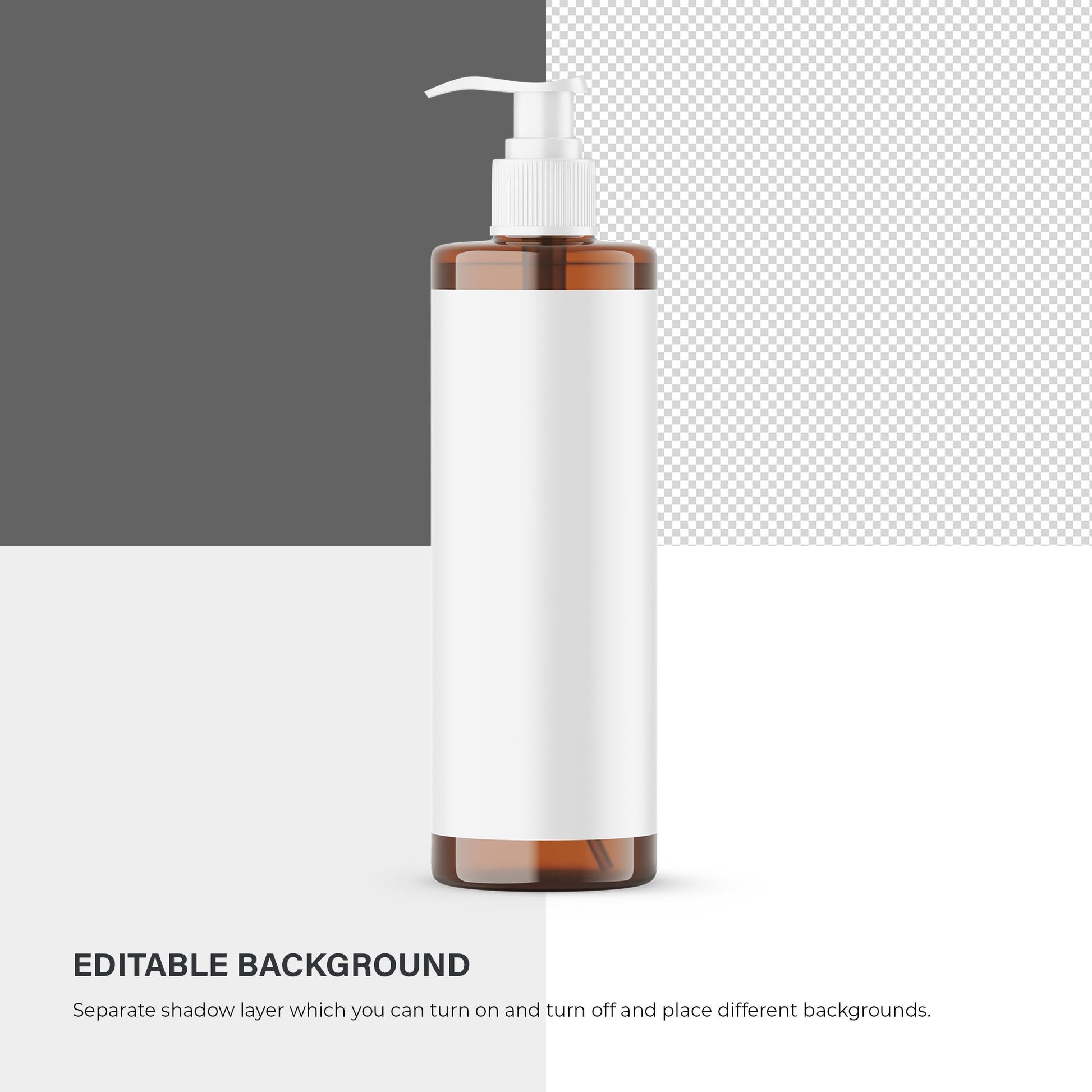 Digital Amber Pump Bottle - Cosmetic Mockup - PSD / PNG / JPG