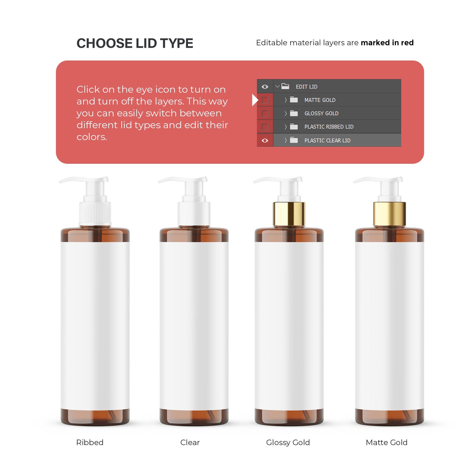 Digital Amber Pump Bottle - Cosmetic Mockup - PSD / PNG / JPG