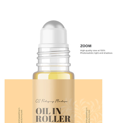 Oil In Clear Roller Bottle - Expanded Label & Editable Lid