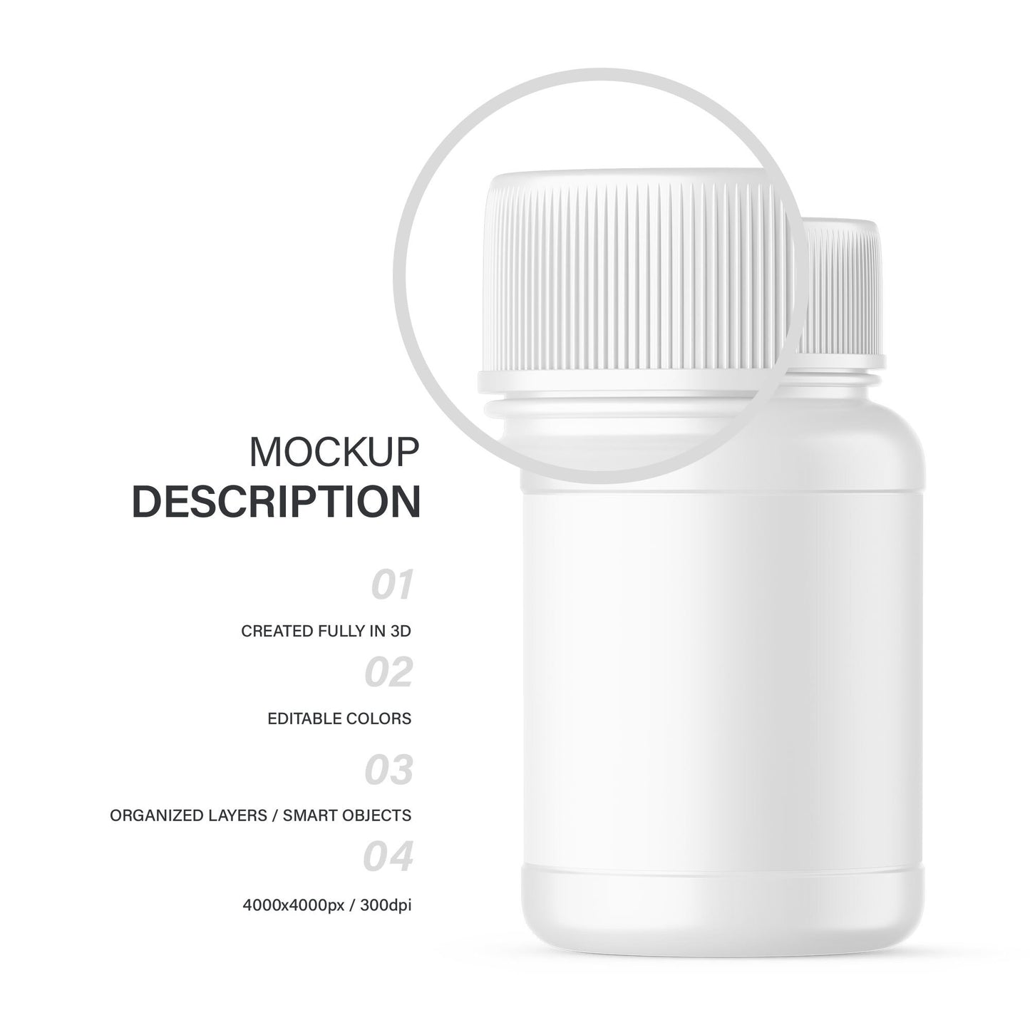 Digital Plastic Container / Pills Bottle - Cosmetic Product Mockup - PSD / PNG / JPG