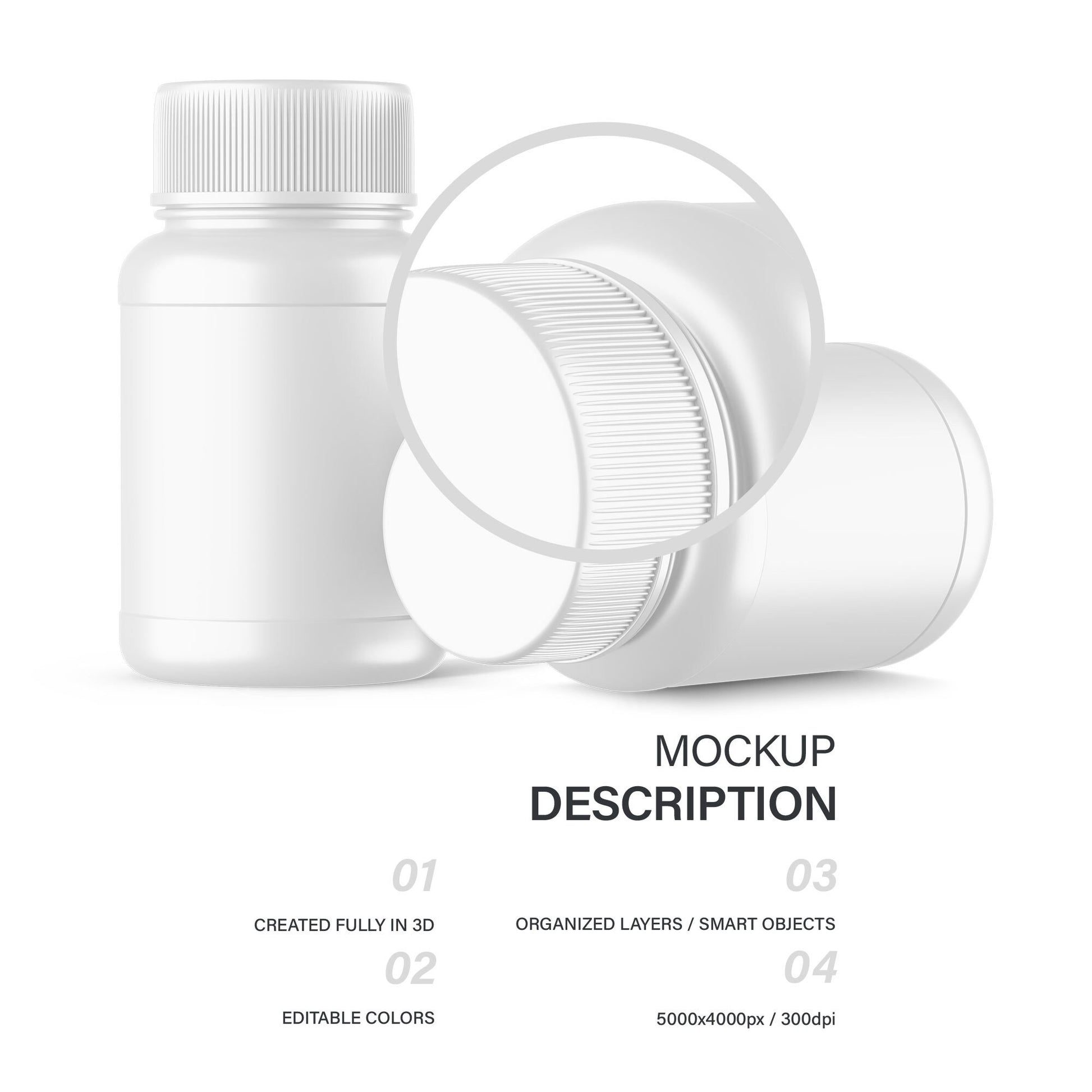 Digital Plastic Container / Pills Bottle - Cosmetic Product Mockup - PSD / PNG / JPG