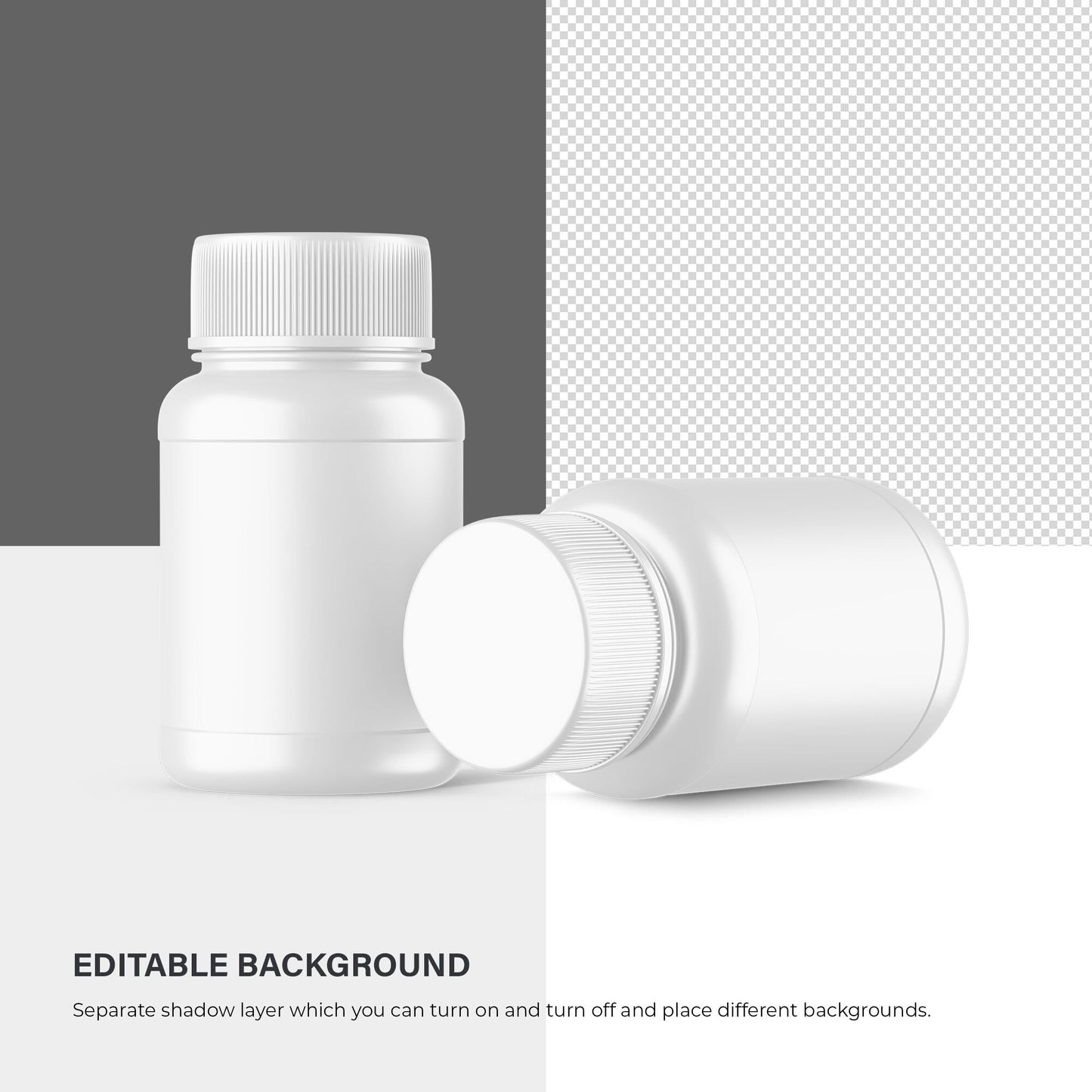 Digital Plastic Container / Pills Bottle - Cosmetic Product Mockup - PSD / PNG / JPG